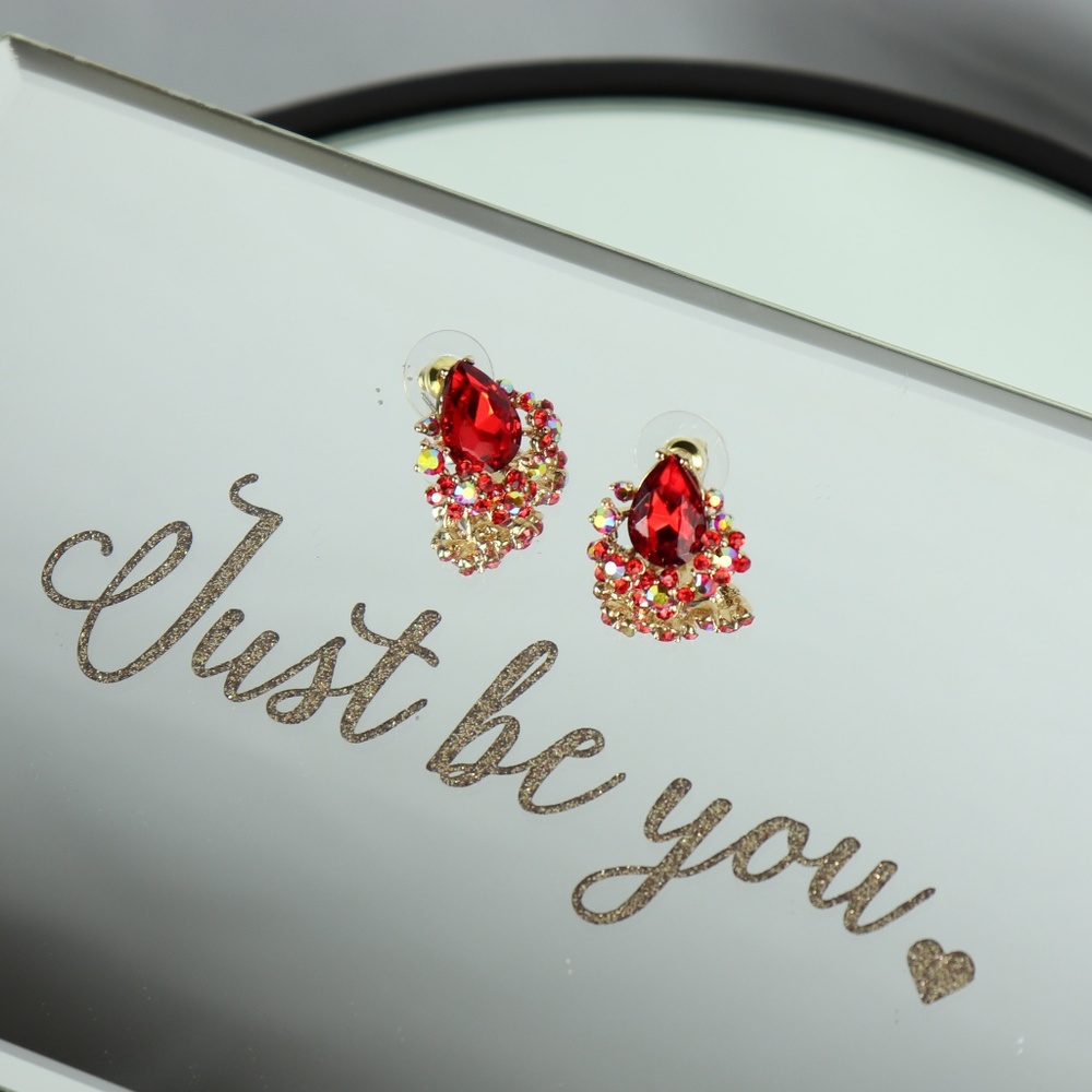 Ruby red statement earrings